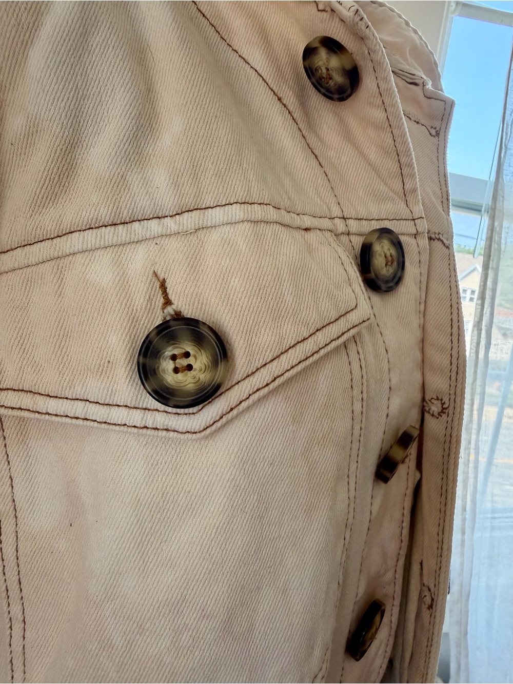 Free People Cream Button-Front Jean Jacket - Picture 7 of 15